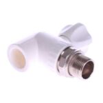 Шаровый кран радиаторный угловой 20x1/2" НР (белый) "S.A.V."